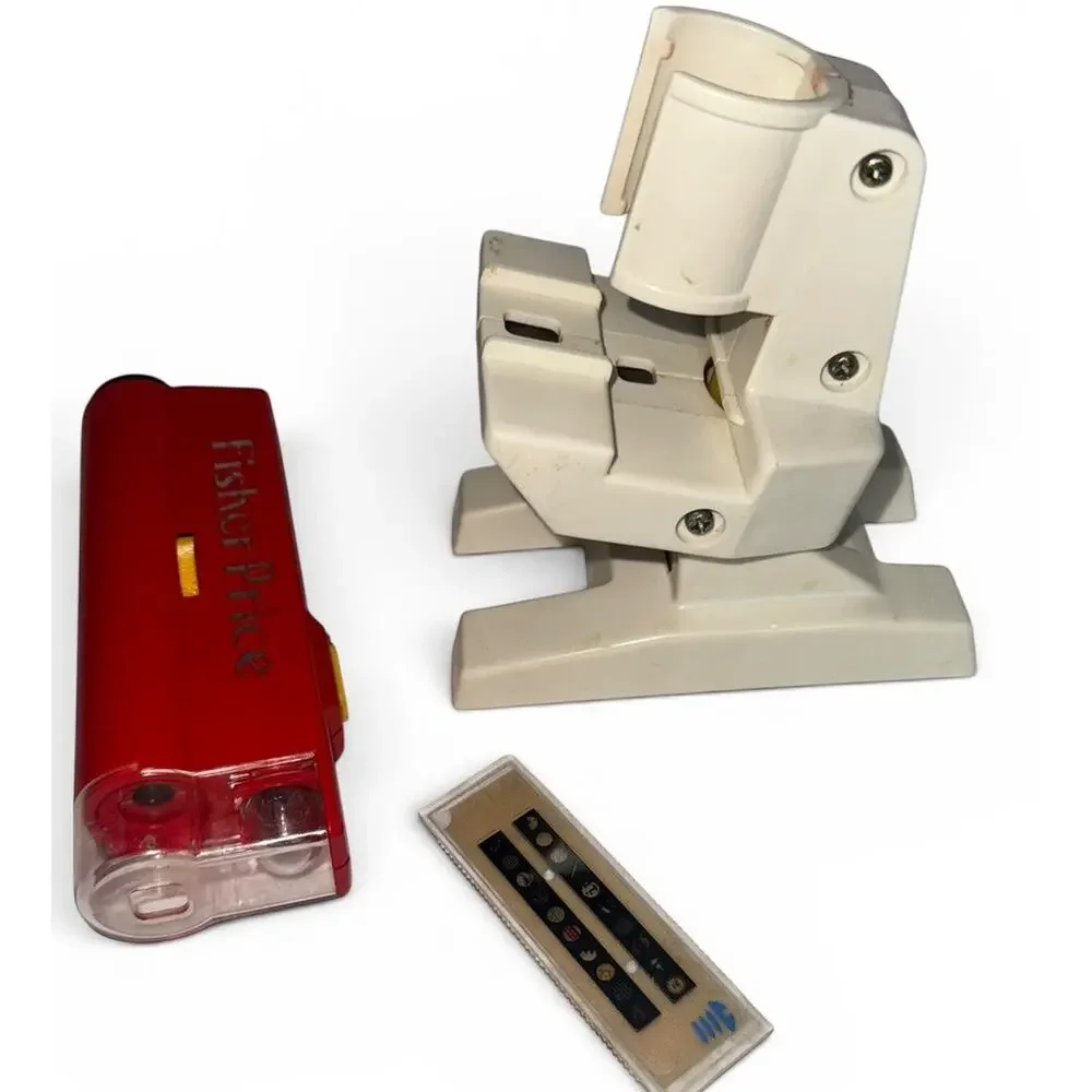 Vintage Fisher Price Pocket Microscope Lighted Tested w/ Stand Slide
